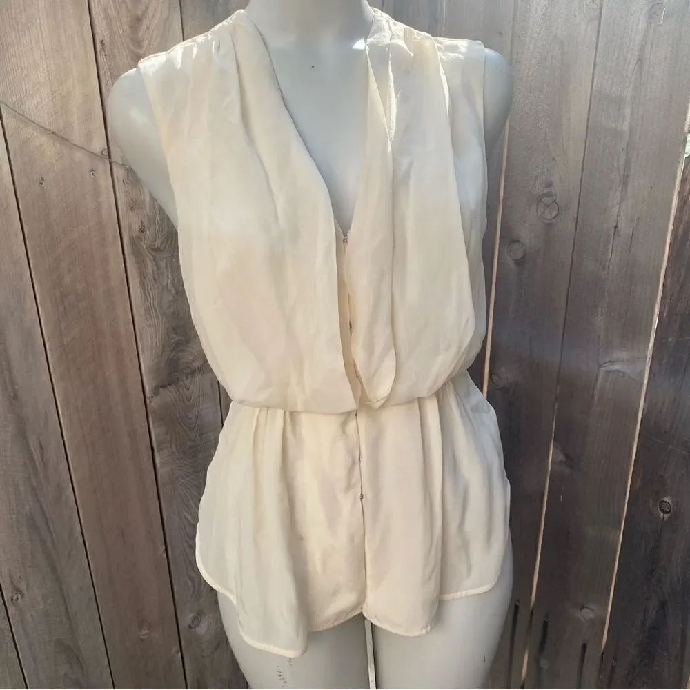 French Connection silk blouse in cream color size 6